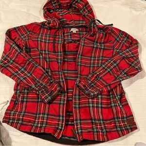 L.L. Bean Cotton Red Plaid Zip Hoodie